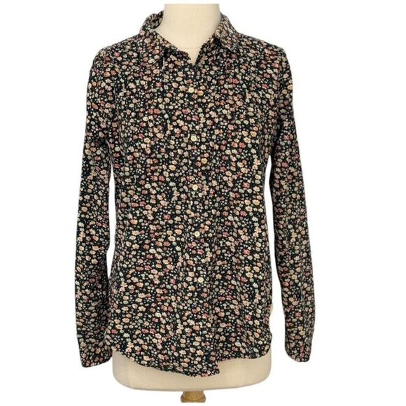 Trovata Birds of Paradis Button Up Shirt Roll Tab Sleeves Size S Cotton Corduroy - Picture 1 of 13